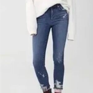 Women's Dark Blue Agolde high rise Distressed Skinny Jeans size 26